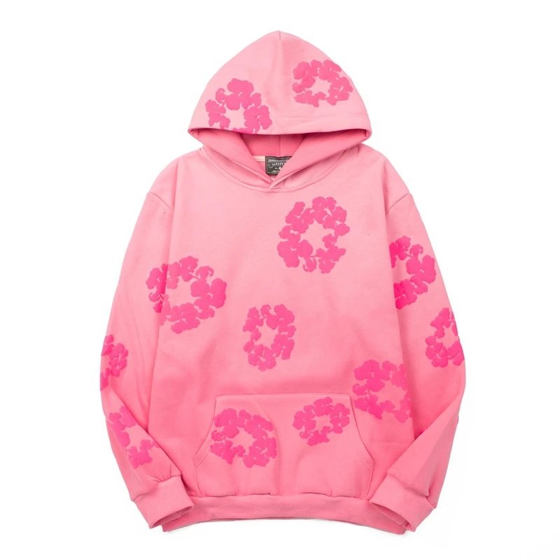 Design Floral Print Pink Hoodie