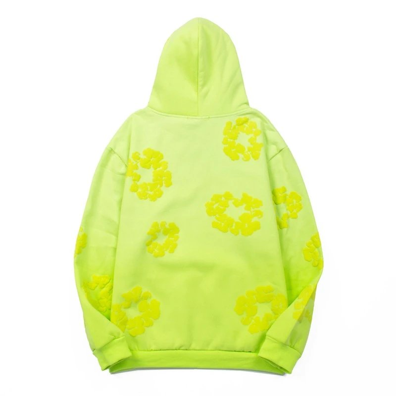 Design Floral Embossed Gradient Blue Hoodie - 5