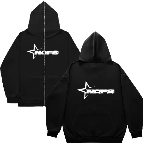 NOFS Star Logo Zip-Up Hoodie Beige - 5