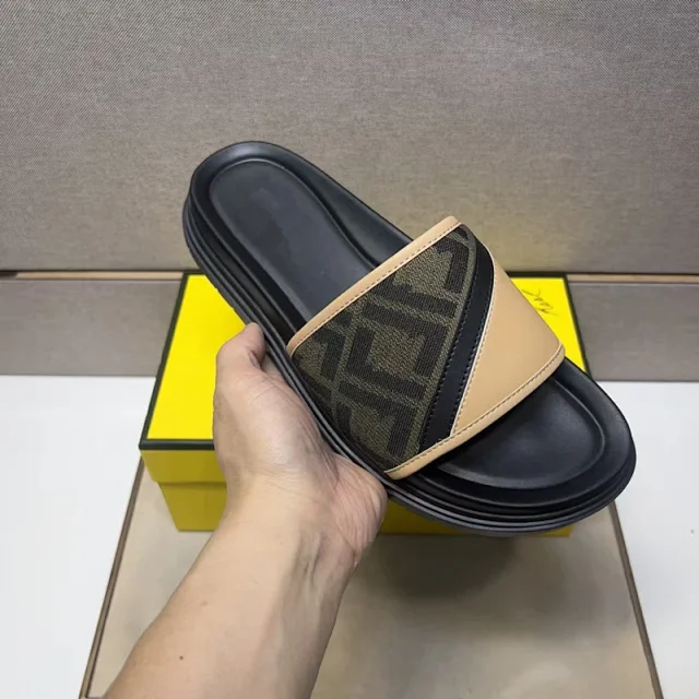 Fendi Slippers Cross-Strap FF Motif Slides product detail image 6