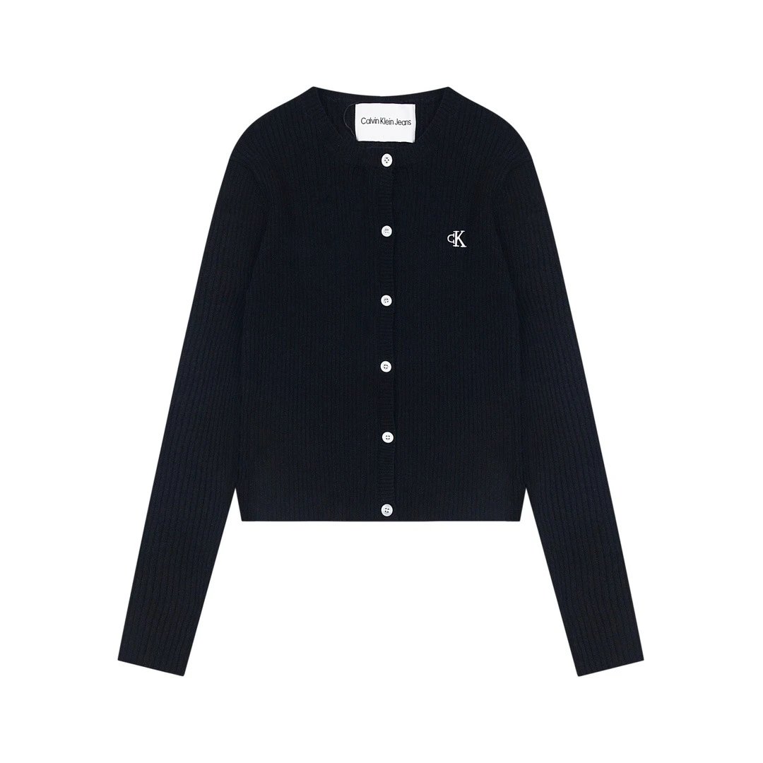 Calvin Klein Jeans Knitwear Ribbed button-front cardigan with CK logo product image