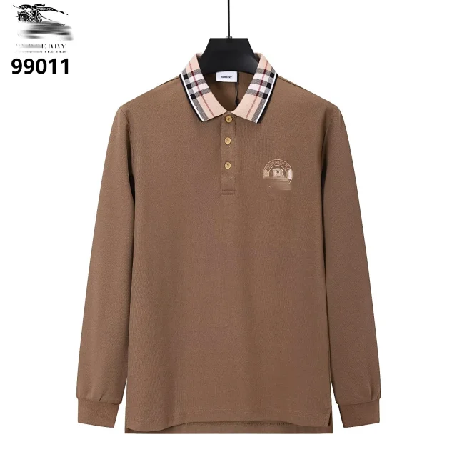 Burberry Shirts Long-Sleeve Polo Shirt with Check Collar product detail image 4