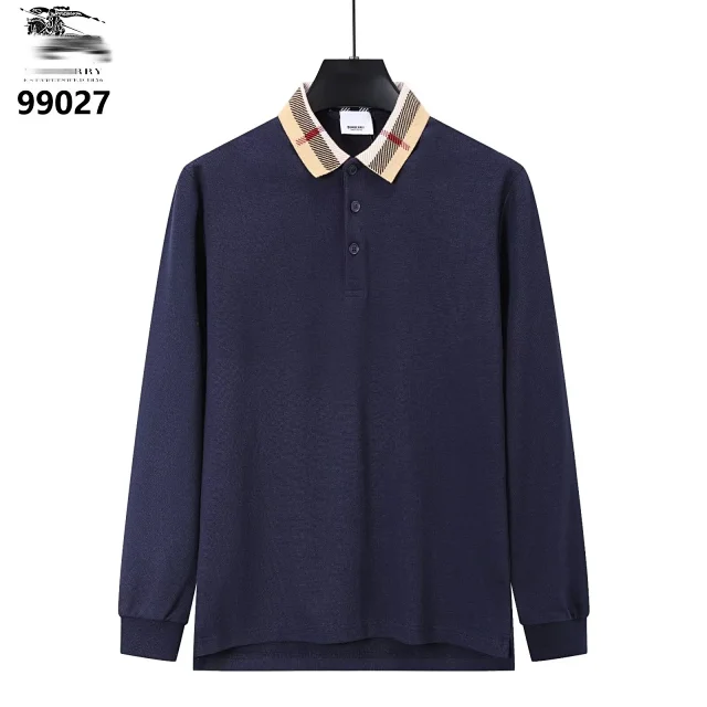 Burberry Shirts Long-Sleeve Polo Shirt with Check Collar product detail image 10