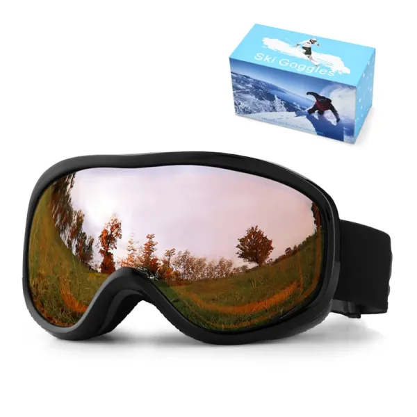 Design Ski Goggles Black Mirror Lens Snow Goggles Eyewear - 1