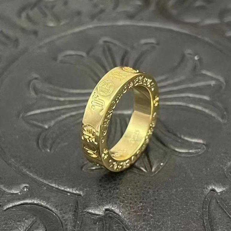Chrome Hearts Jewelry Gothic Engraved Rings — cj001 (gold)