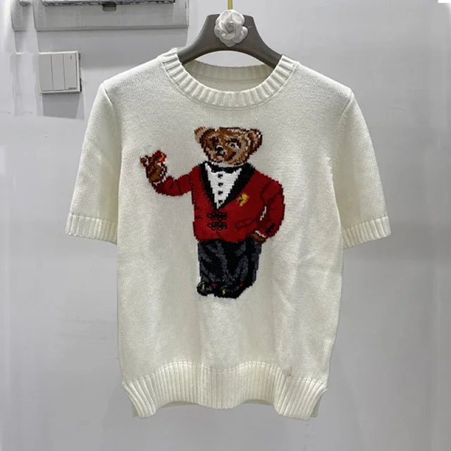 Polo Ralph Lauren Knitwear Crewneck knit sweater with bear or flag motif product detail image 9