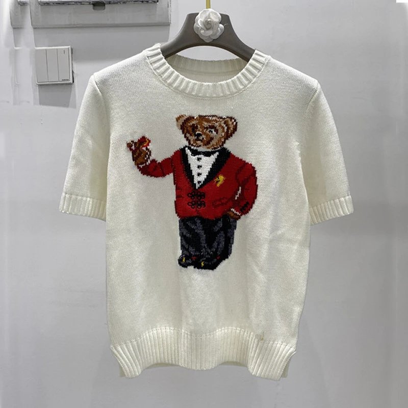 Short-Sleeve White/Red Bear