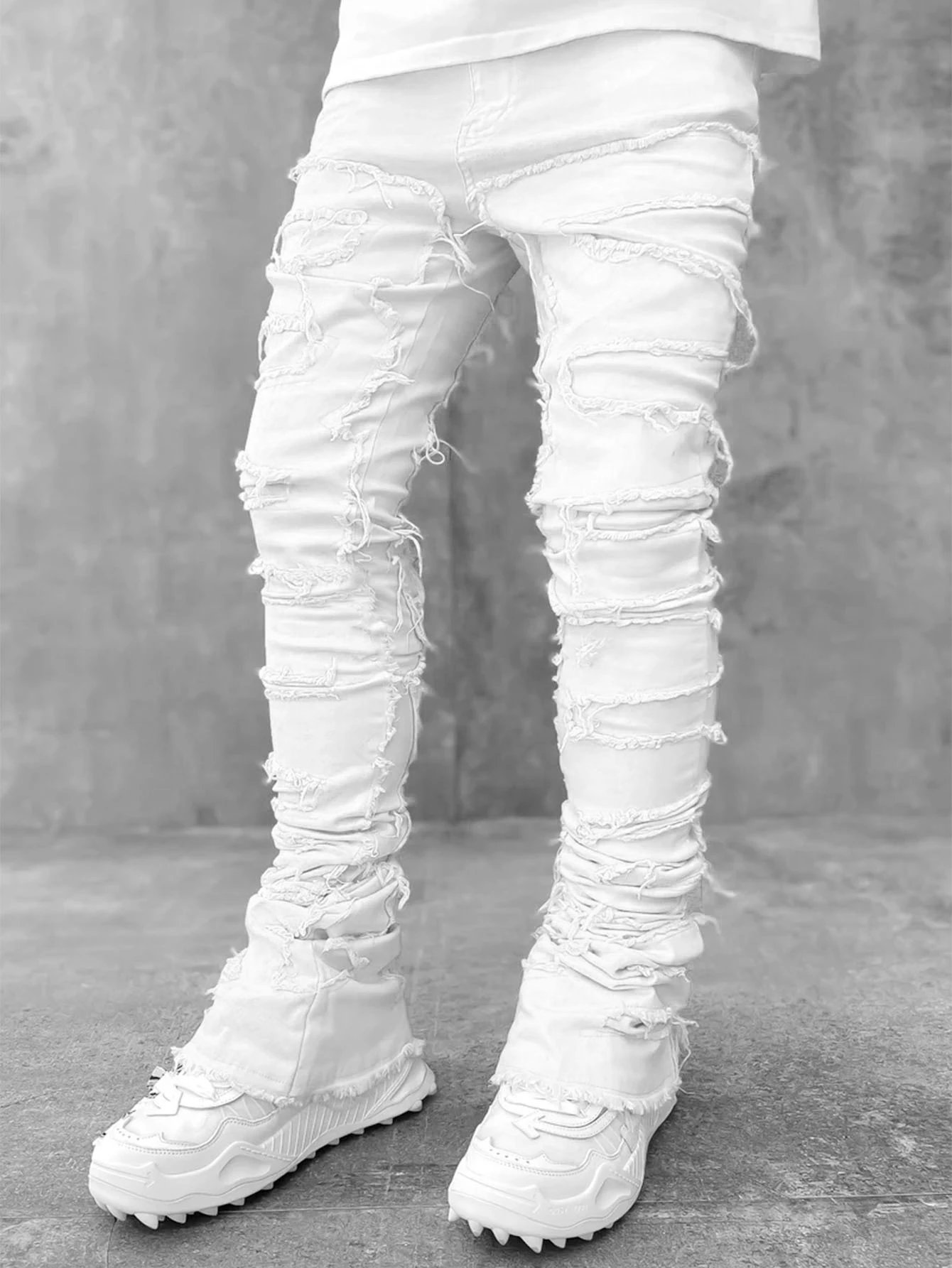Off-White Distressed Patchwork Jeans Black - 60