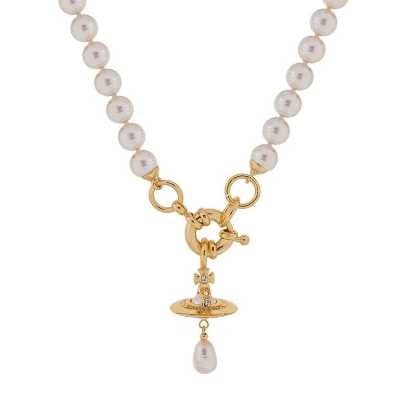 Vivienne Westwood Jewelry Pearl Orb Necklace and Bracelet — Gold Necklace Short