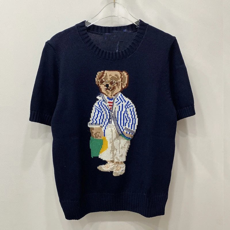 宝蓝色竖条夹克熊