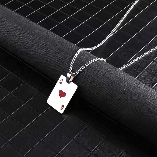 Unbranded Jewelry Ace of Spades and Hearts Playing Card Pendant Necklace image 4