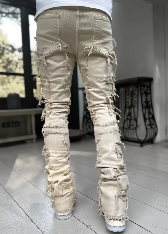 Off-White Distressed Patchwork Jeans Black - 54