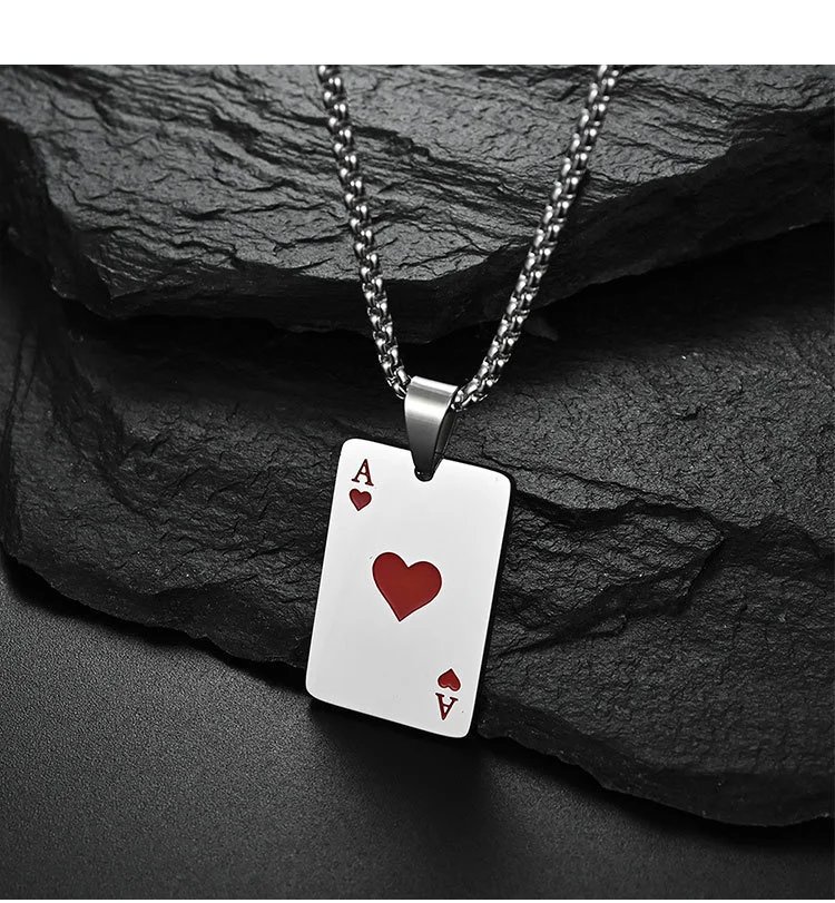 Unbranded Jewelry Ace of Spades and Hearts Playing Card Pendant Necklace image 3