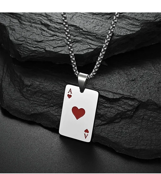 Unbranded Jewelry Ace of Spades and Hearts Playing Card Pendant Necklace product detail image 2
