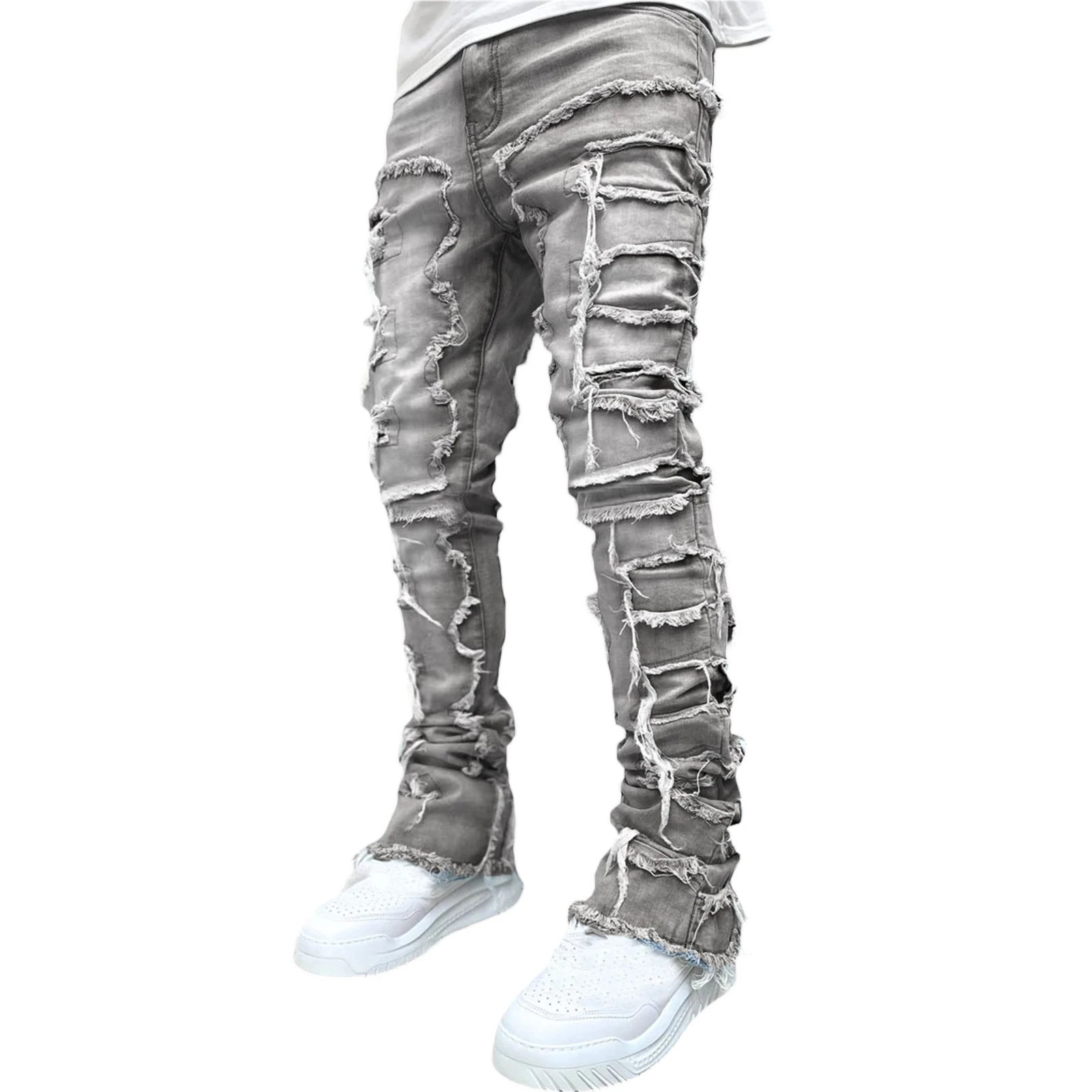 Off-White Distressed Patchwork Jeans Black - 63