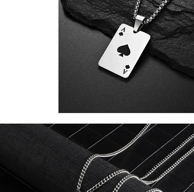 Unbranded Jewelry Ace of Spades and Hearts Playing Card Pendant Necklace product detail image 5