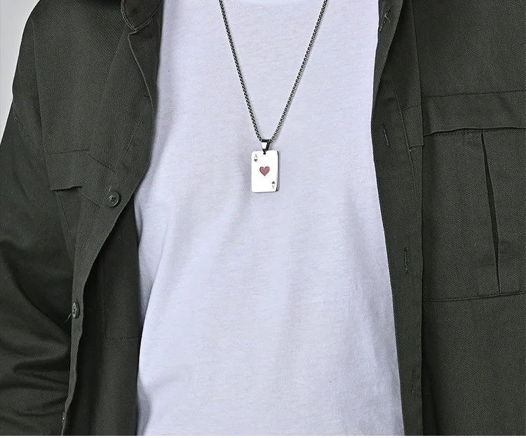Unbranded Jewelry Ace of Spades and Hearts Playing Card Pendant Necklace image 2