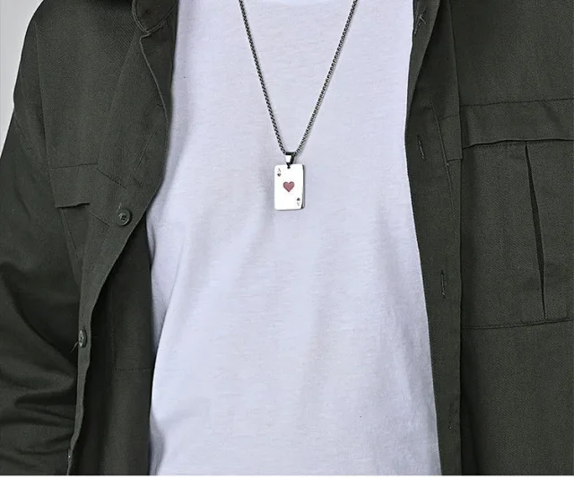 Unbranded Jewelry Ace of Spades and Hearts Playing Card Pendant Necklace product detail image 9