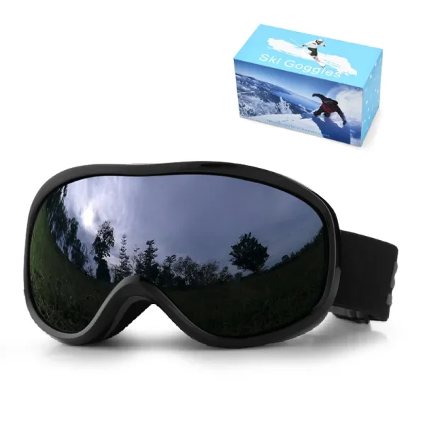 Design Ski Goggles Black Mirror Lens Snow Goggles Eyewear - 1