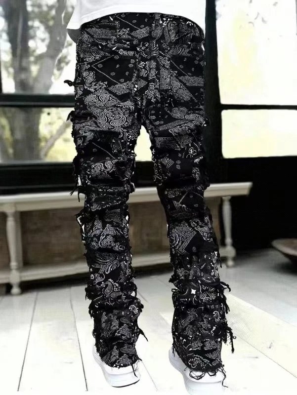 Off-White Distressed Patchwork Jeans Black - 72