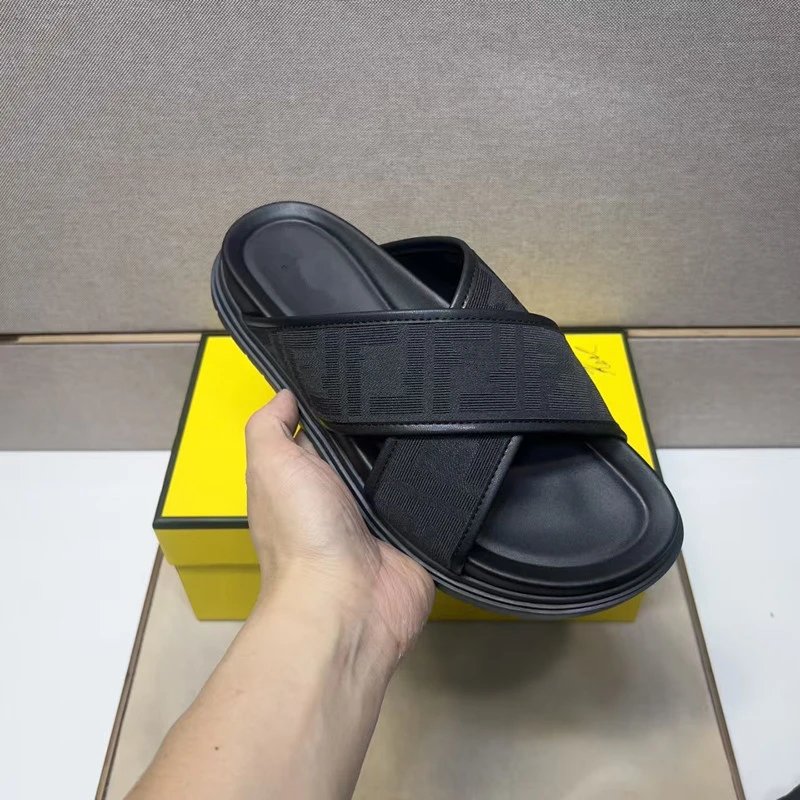 Fendi Slippers Cross-Strap FF Motif Slides image 2
