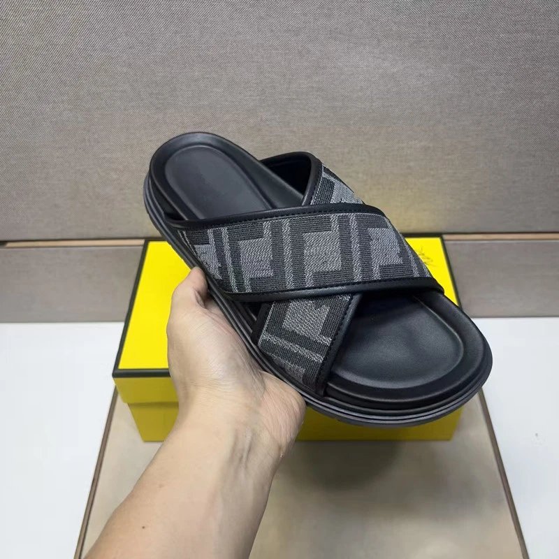 Fendi Slippers Cross-Strap FF Motif Slides image 3
