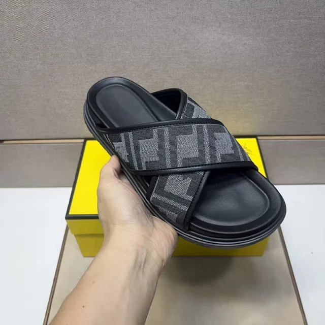Fendi Slippers Cross-Strap FF Motif Slides product detail image 4