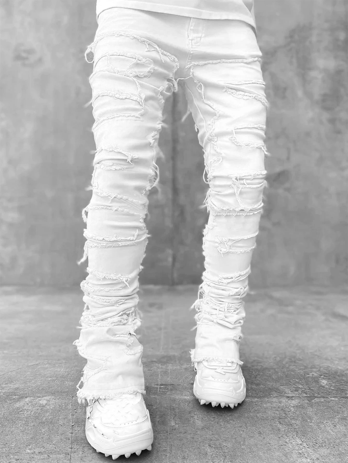 Off-White Distressed Patchwork Jeans Black - 59