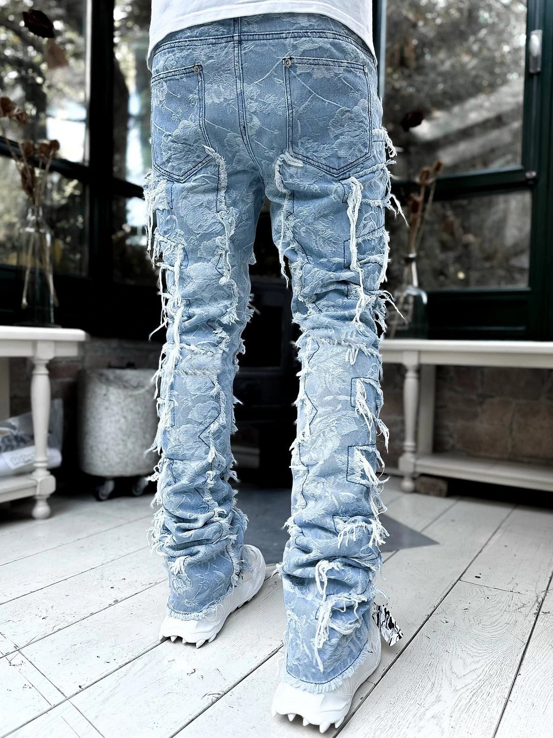 Off-White Distressed Patchwork Jeans Black - 67
