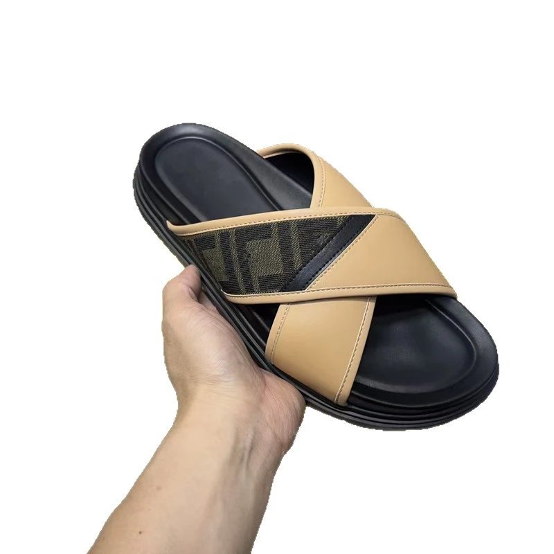 Fendi Slippers Cross-Strap FF Motif Slides image 5