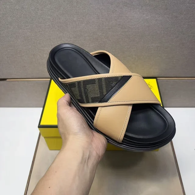 Fendi Slippers Cross-Strap FF Motif Slides product detail image 2