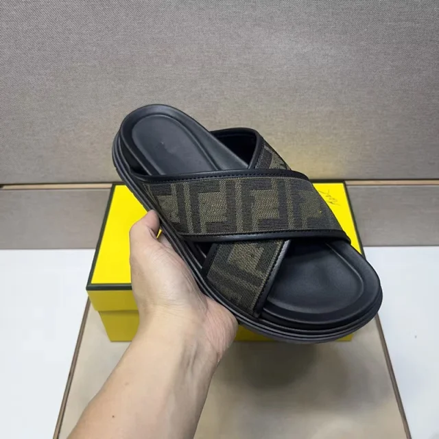 Fendi Slippers Cross-Strap FF Motif Slides product detail image 5