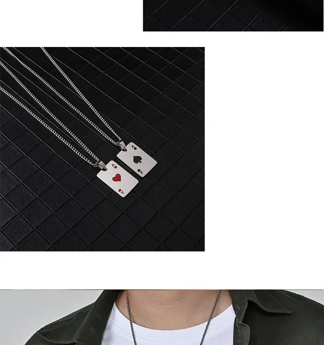 Unbranded Jewelry Ace of Spades and Hearts Playing Card Pendant Necklace product detail image 8