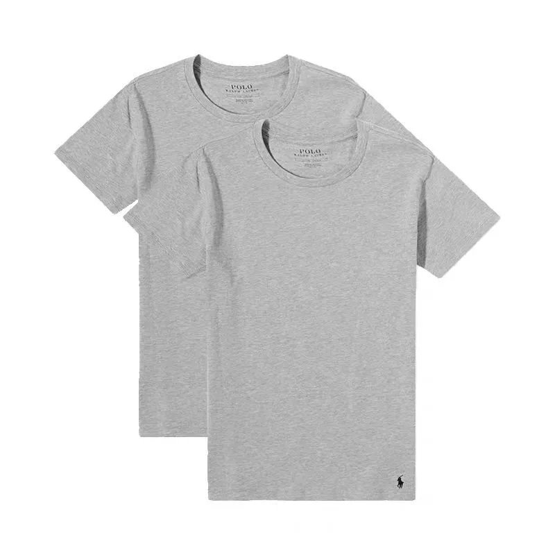 Polo Ralph Lauren T-Shirts Classic Pony Crewneck — Light gray black label embroidery