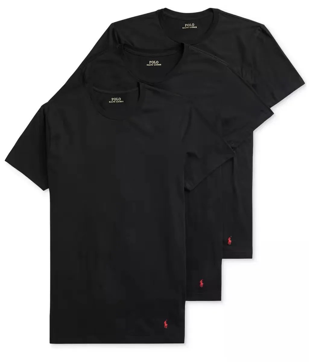 Polo Ralph Lauren T-Shirts Classic Pony Crewneck — black red label embroidery