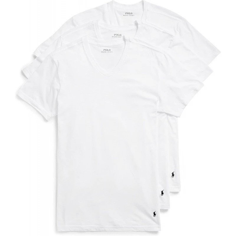 Polo Ralph Lauren T-Shirts Classic Pony Crewneck — White Black Label Embroidery