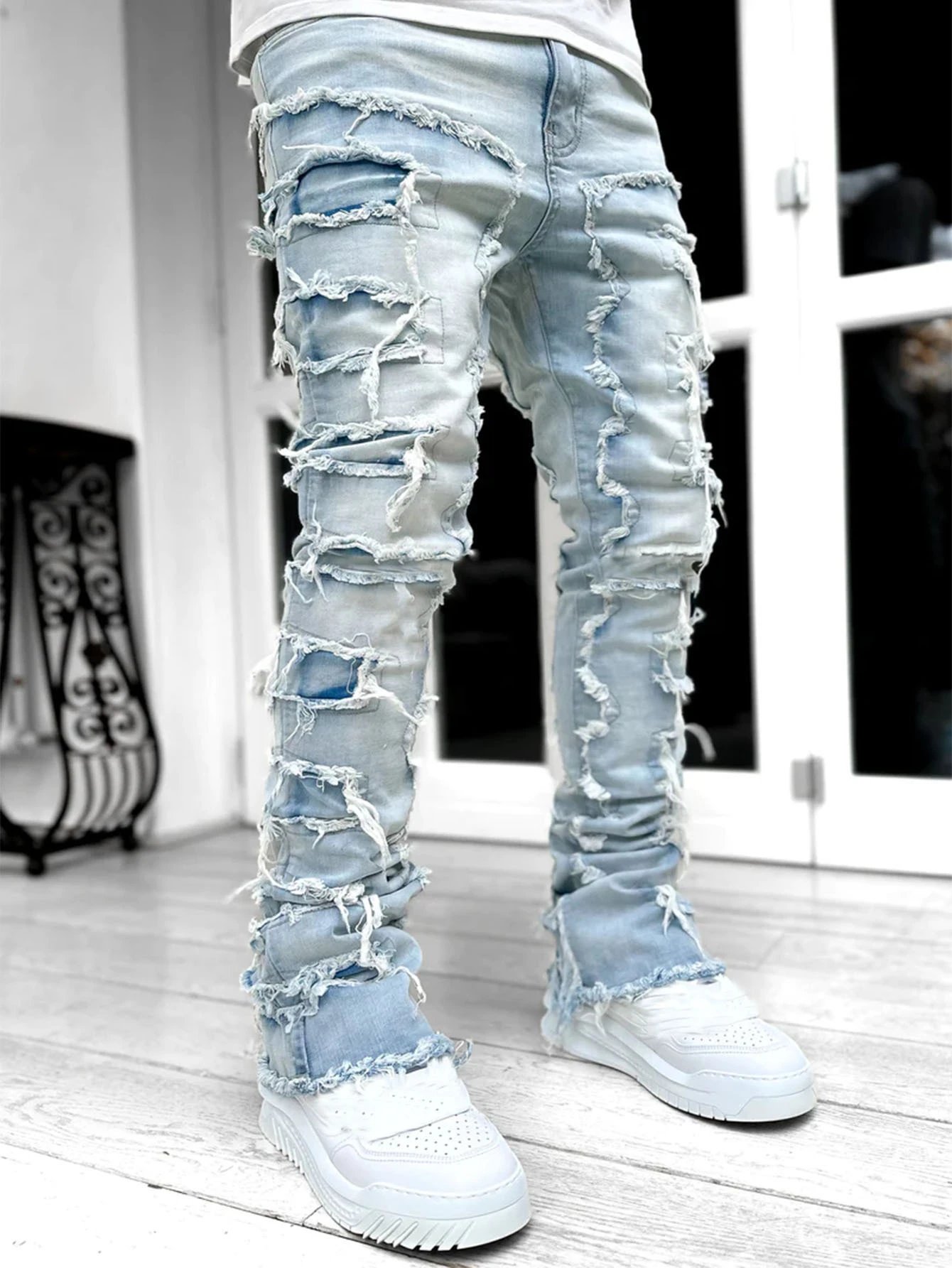Off-White Distressed Patchwork Jeans Black - 7