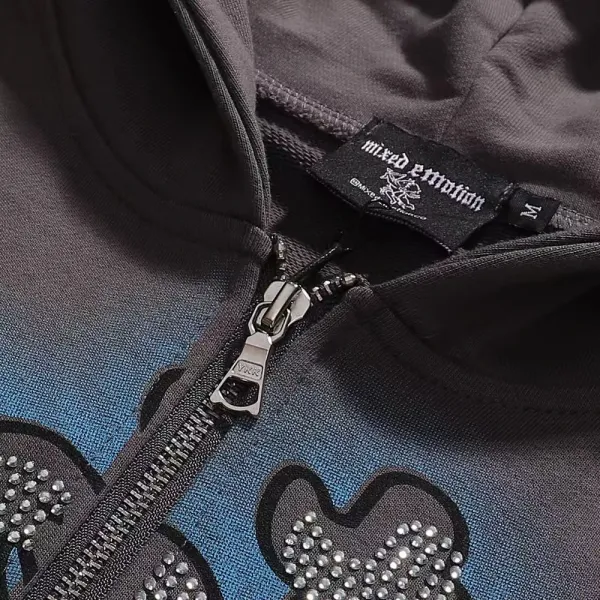 Design Graphic Print Studded Sweatpants Black - 8