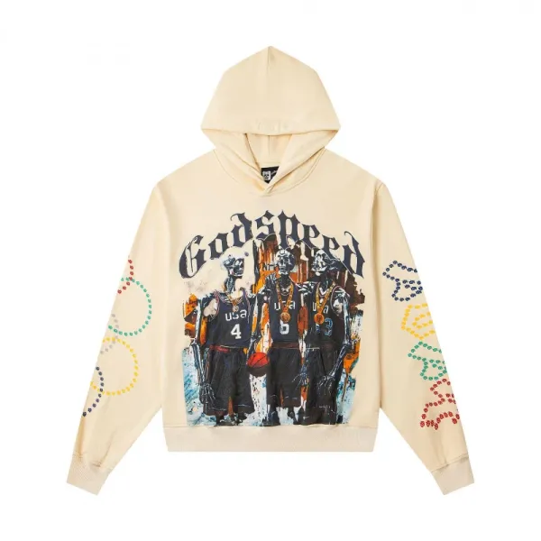 Godspeed x USA Basketball Graphic Hoodie Beige - 1