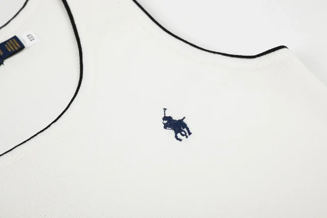Ralph Lauren Knitwear Rib-Knit Tank Top with Contrast Piping and Embroidered Pony product detail image 6