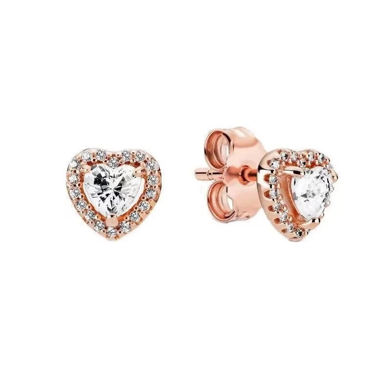 Unbranded Jewelry Heart-shaped crystal pendant necklace — BB-17 (Rose Gold White Nail)