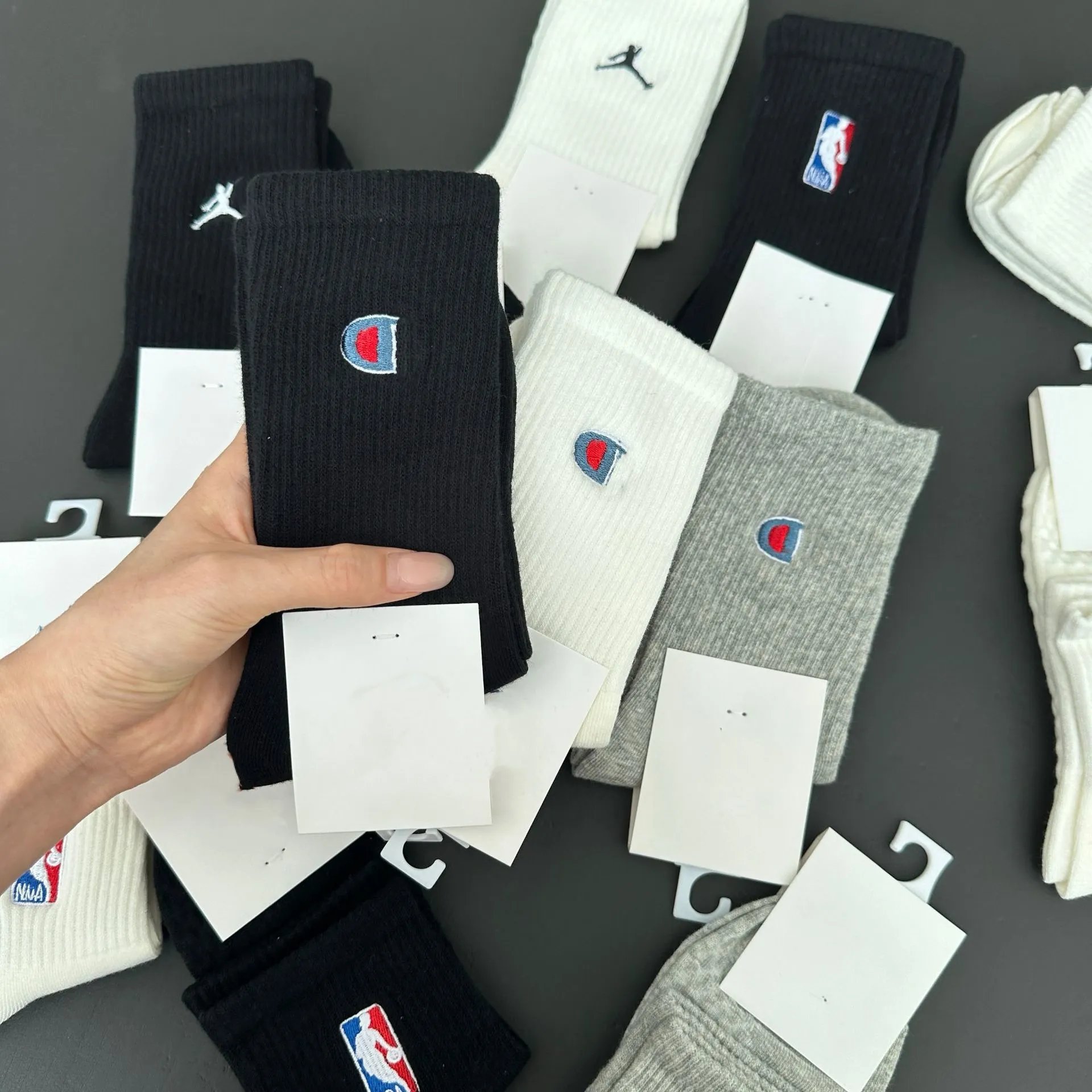 Champion C Logo Ankle Socks Gray - 13