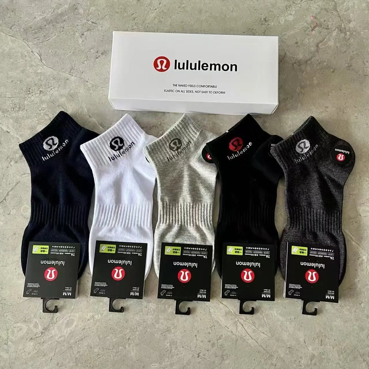 lululemon Socks Logo Crew Multipack — Men's No. 4 boat socks (5 pairs)