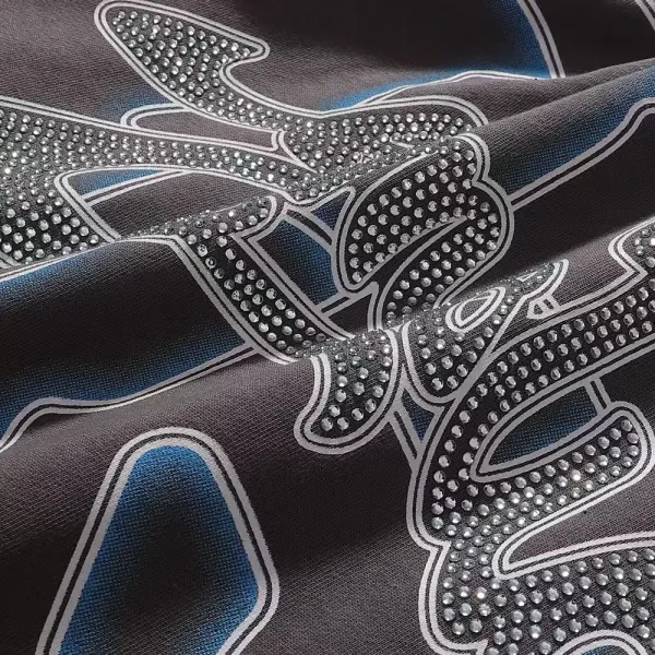 Design Graphic Print Studded Sweatpants Black - 2