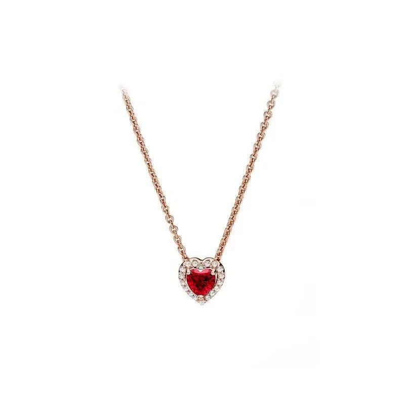Unbranded Jewelry Heart-shaped crystal pendant necklace — BB-03 (rose gold red necklace)
