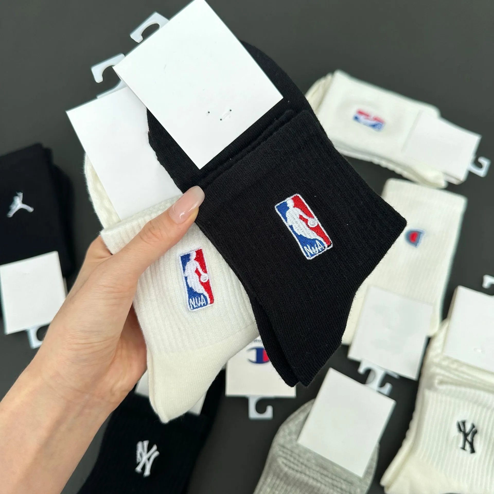 Champion C Logo Ankle Socks Gray - 14
