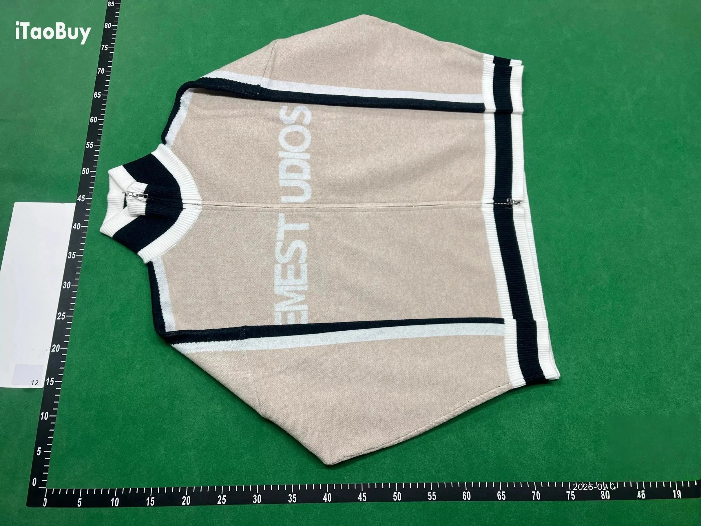 EMZE Knitwear Zip-Up Mock-Neck Logo Knit Cardigan image 2