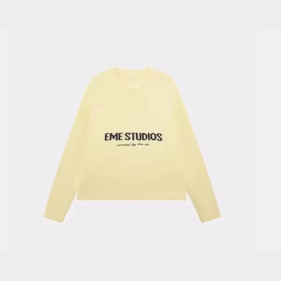 EMZE Knitwear Zip-Up Mock-Neck Logo Knit Cardigan — apricot knit