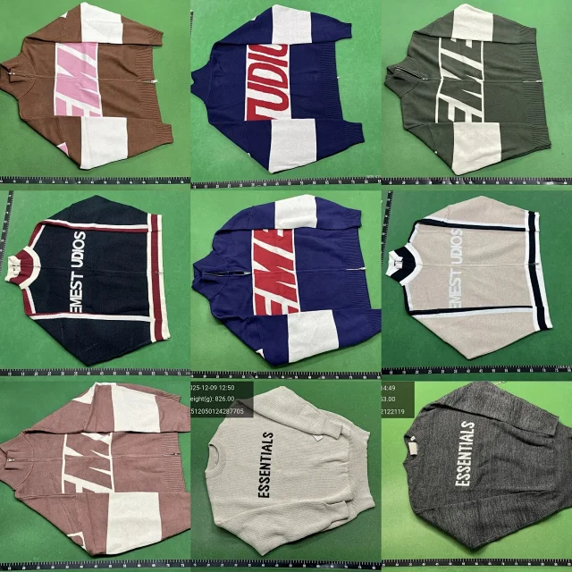 EMZE Knitwear Zip-Up Mock-Neck Logo Knit Cardigan product detail image 1