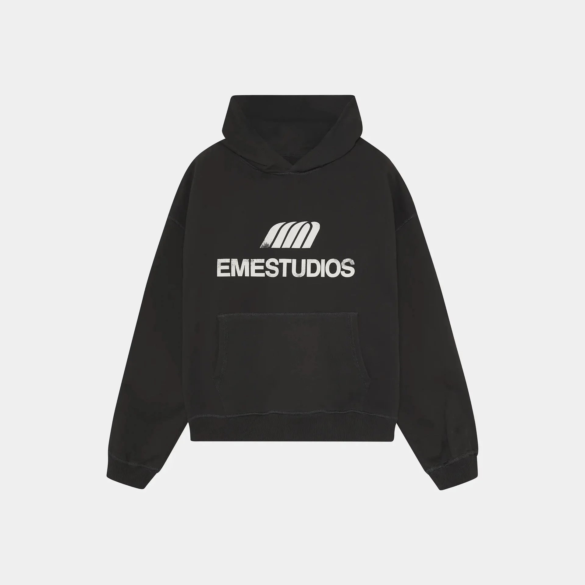 EMZE Knitwear Zip-Up Mock-Neck Logo Knit Cardigan — Black small-label hoodie